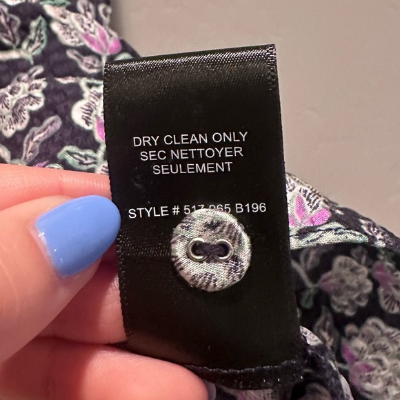 Rebecca Taylor Navy Blue Floral Sleeveless Blouse Size 2 100% Silk - Picture 6 of 7